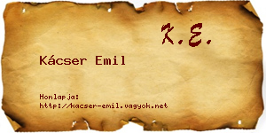 Kácser Emil névjegykártya